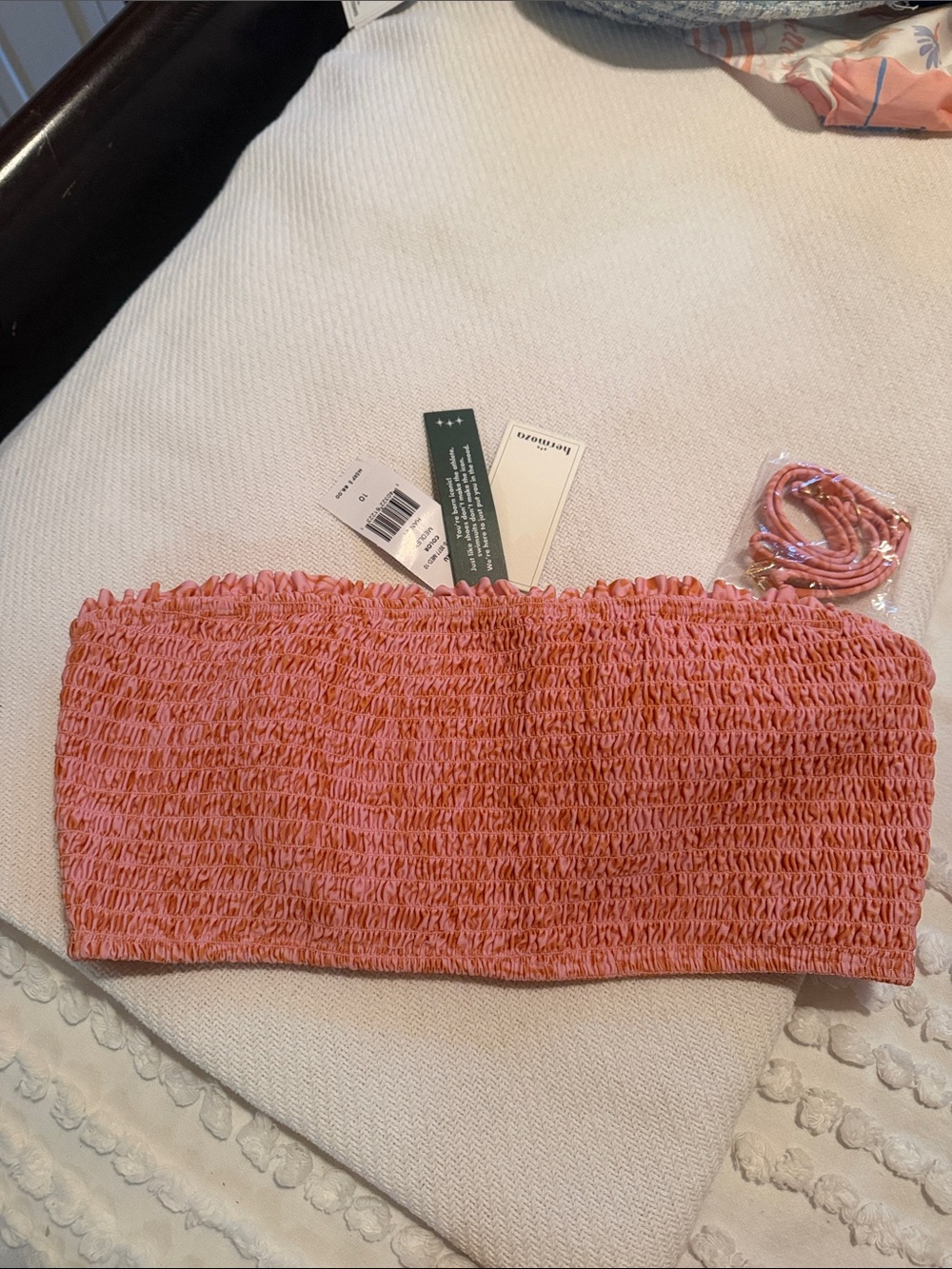 Peach Pink Smocked Tube Top bathing suit